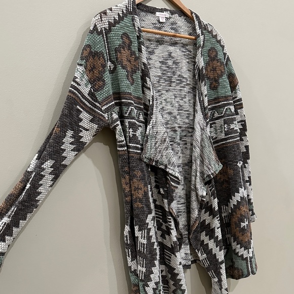 Boho drape front sweater cardigan XL - Picture 1 of 6